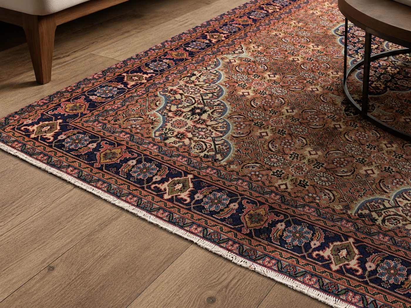 9'3" x 6'2" Handmade Persian Wool Rug wool texture and pattern detail