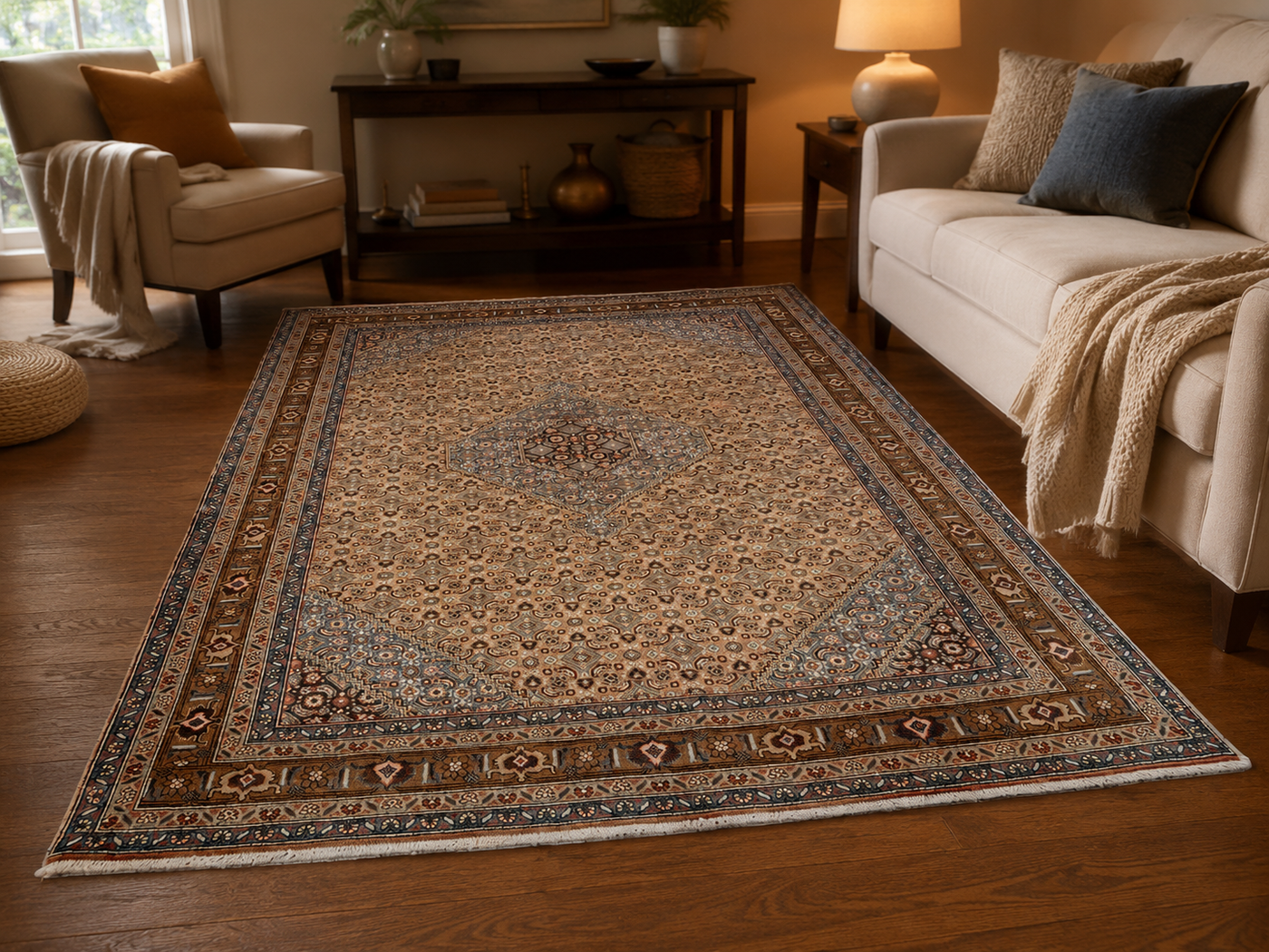 9'5" x 6'5" Handmade Persian Wool Rug room styling example