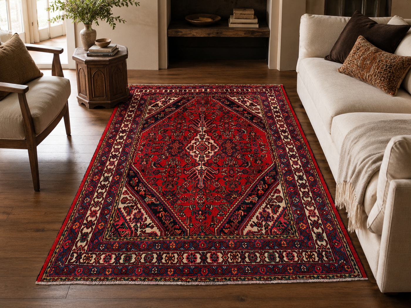 9'1" x 6'8" Handmade Persian Wool Rug room styling example