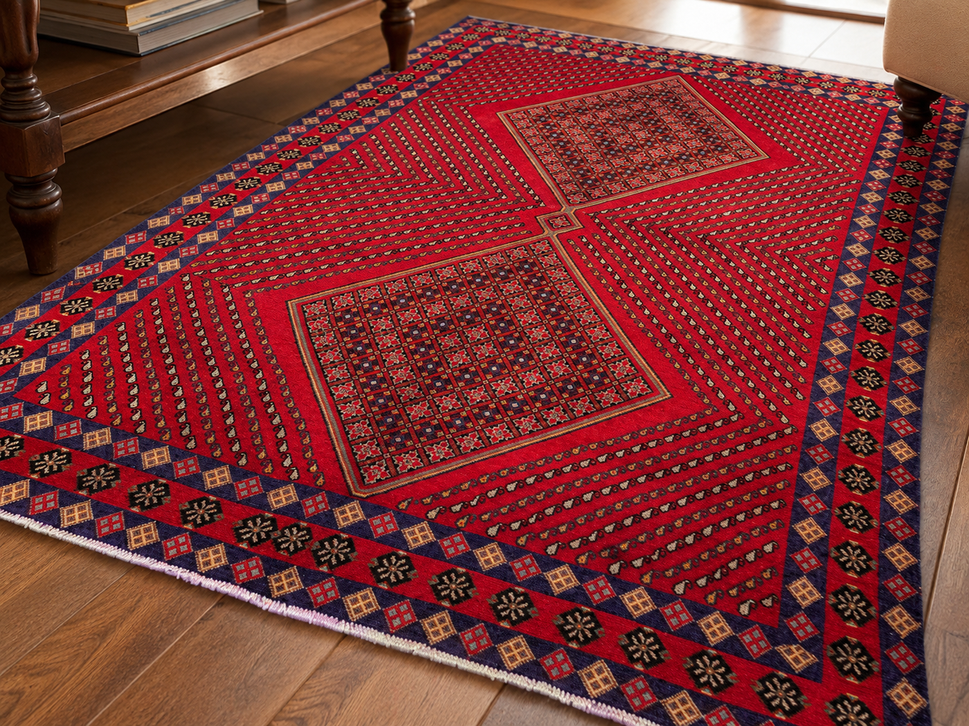 9'8" x 6'4" Handmade Persian Wool Rug wool texture and pattern detail