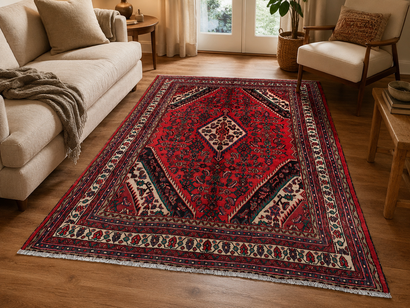 9'8" x 6'10" Handmade Persian Wool Rug room styling example