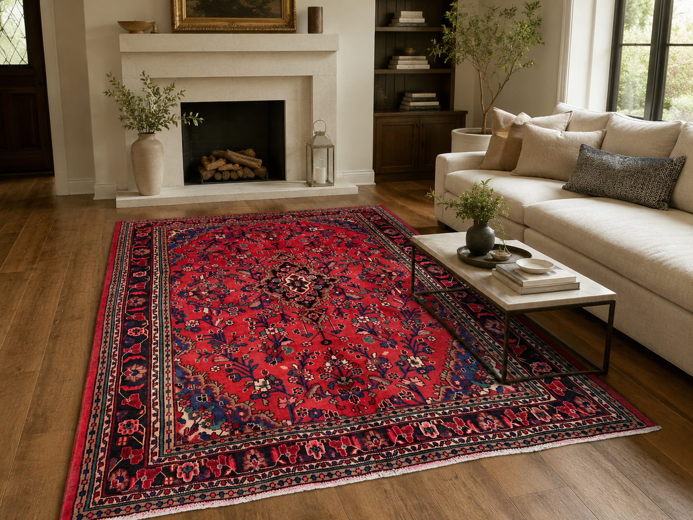 10'0" x 7'0" Handmade Persian Wool Rug styled in a room