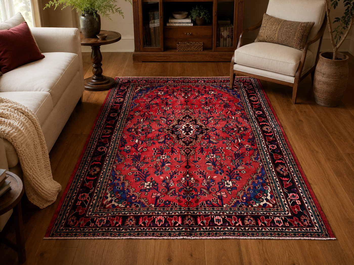 10'0" x 7'0" Handmade Persian Wool Rug room styling example