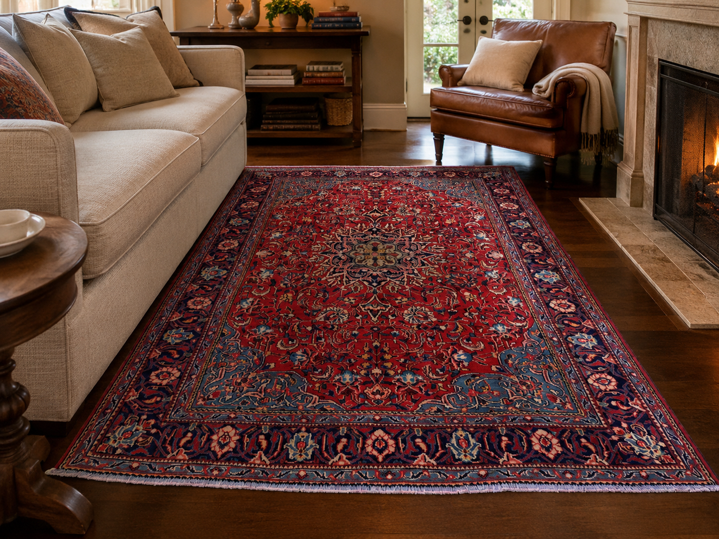 9'5" x 7'0" Handmade Persian Wool Rug room styling example