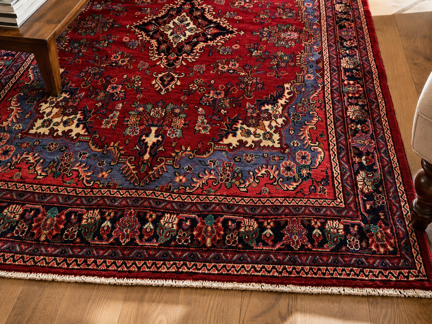 10'2" x 7'0" Handmade Persian Wool Rug wool texture and pattern detail