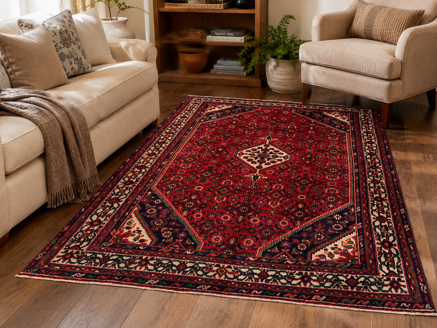 9'10" x 6'8" Handmade Persian Wool Rug room styling example