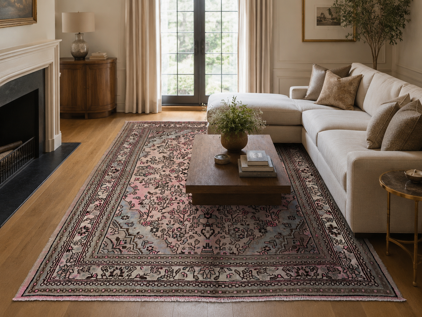 9'9" x 7'4" Handmade Persian Wool Rug styled in a room