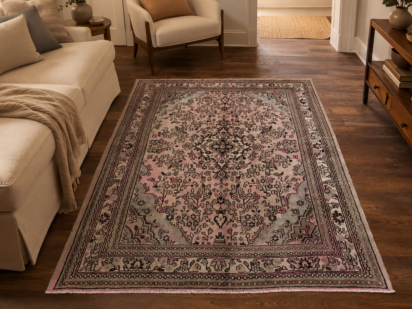 9'9" x 7'4" Handmade Persian Wool Rug room styling example
