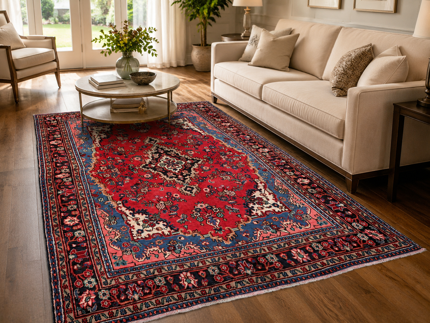 9'11" x 7'0" Handmade Persian Wool Rug styled in a room