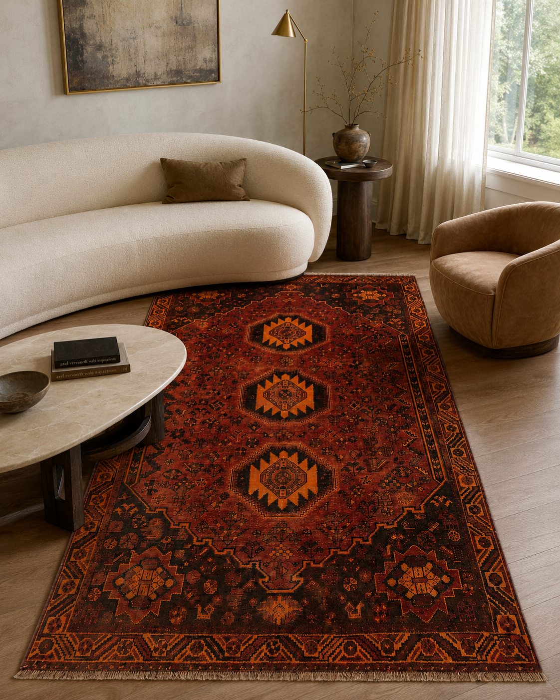 10'2" x 6'2" Handmade Persian Wool Rug styled in a room
