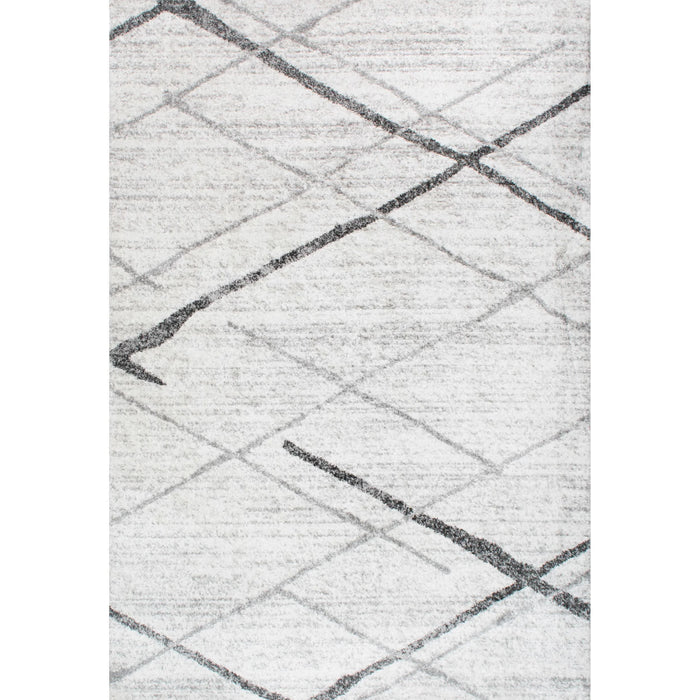 Modern Diamond Grid Area Rug – Ivory / Grey – 8' x 11'