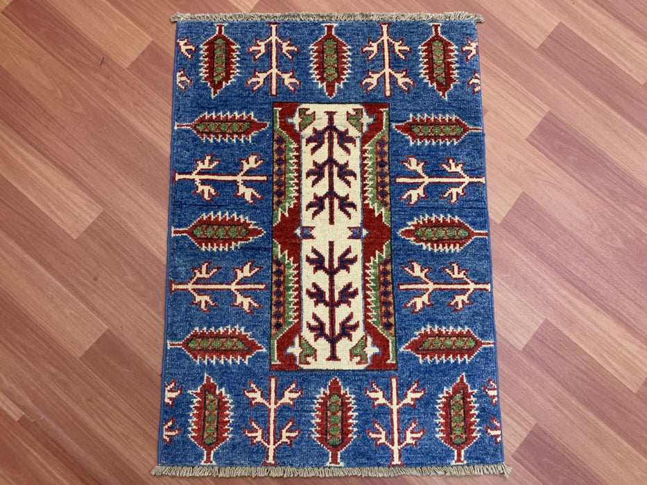 2'x3' Hand-Knotted Chobi Blue/Multi Area Rug – KB Rugs