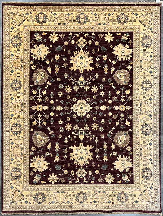 8'x10' Hand-Knotted Chobi Beige/Burgundy Area Rug – KB Rugs
