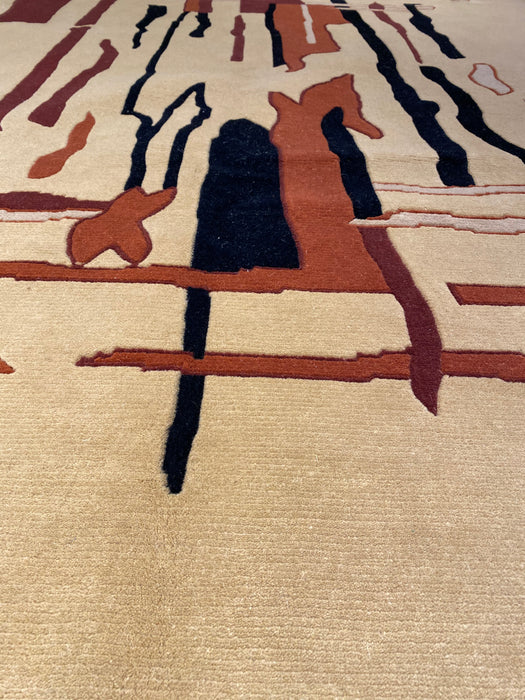9'x12' Hand-Knotted Nepali Beige/Orange Area Rug – KB Rugs